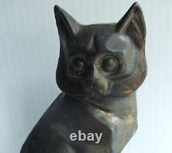 C. M. W. Cubist Cast Metal Cat Form Bookend Statue Antique Vtg 1929 Art Deco Style