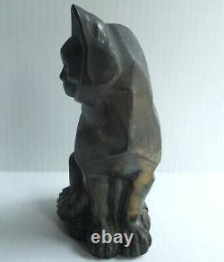 C. M. W. Cubist Cast Metal Cat Form Bookend Statue Antique Vtg 1929 Art Deco Style