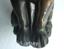 C. M. W. Cubist Cast Metal Cat Form Bookend Statue Antique Vtg 1929 Art Deco Style