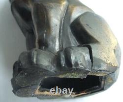C. M. W. Cubist Cast Metal Cat Form Bookend Statue Antique Vtg 1929 Art Deco Style