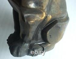 C. M. W. Cubist Cast Metal Cat Form Bookend Statue Antique Vtg 1929 Art Deco Style