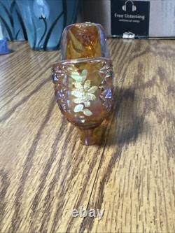 Carnival Glass Fenton Stamped Hand Painted And Signed Smith Cat Head Slipper