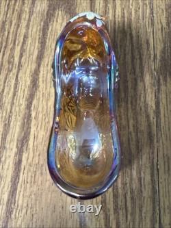 Carnival Glass Fenton Stamped Hand Painted And Signed Smith Cat Head Slipper