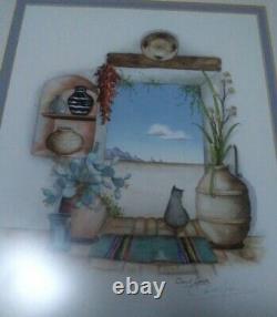 Carol Jean Framed Hand Signed In Pencil Cat In Doorway Lithograph