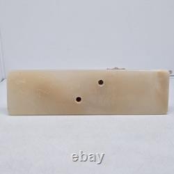 Carved Marbled Yellow Onyx Lion Big Cat Statue with Base 2lb 8x2x4 READ