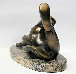 Cat Bagheera Author's Sculpture Bronze Pedestal Stone Free Shipping Size 16.5in