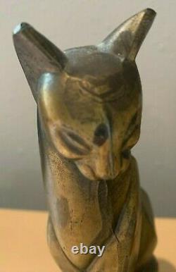 Cat Bookends Metal Art Deco Egyptian Siamese Vtg Bronze Color