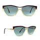 Cat-eye Blue Yves Saint Laurent Vintage Sunglasses 70s Paris Art Deco Designs