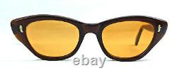 Cat Eye Sunglasses Vintage France 1950's Brown Stylish Cute Rare Art Deco Nos