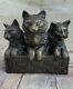 Cat Family Art Deco Statue Sculpture Bronze Figurines Gifts Décor Artwork