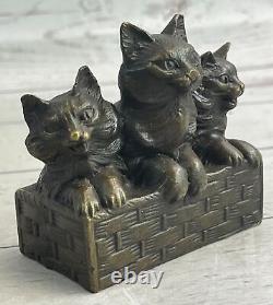 Cat Family Art Deco statue sculpture bronze figurines gifts décor Hot Cast