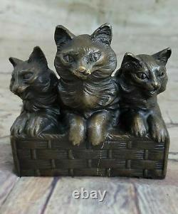 Cat Family Bronze Sculpture Statue Figure Figurine Art Deco Statue Hot Cast Sale