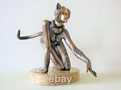 Cat & Mouse Author's Sculpture Bronze Pedestal Natural Stone Free Shipping