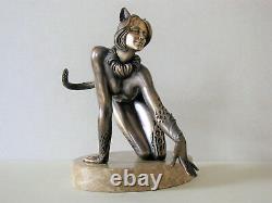 Cat & Mouse Author's Sculpture Bronze Pedestal Natural Stone Free Shipping