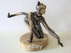 Cat & Mouse Author's Sculpture Bronze Pedestal Natural Stone Free Shipping