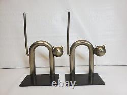 Cat Steel sculpture bookends Chase Antiques