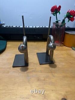 Cat Steel sculpture bookends Chase Antiques