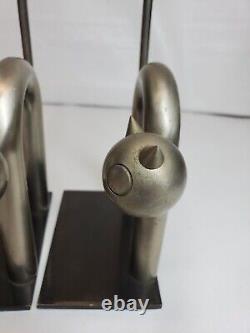 Cat Steel sculpture bookends Chase Antiques