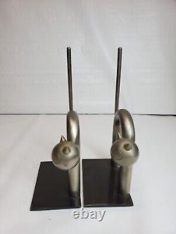 Cat Steel sculpture bookends Chase Antiques