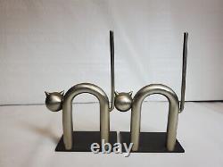 Cat Steel sculpture bookends Chase Antiques