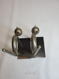 Cat Steel sculpture bookends Chase Antiques