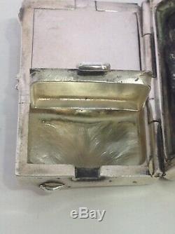 Cat Vanity Compact 935 Silver. Antique. 1 3/4 Long. 1 1/8 Wide. Art Deco