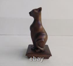 Cat Wooden Finial for Staircase Newel Post Cat Finial Bedpost Cat Statue Of Wood