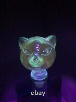 Cat decanter blue glass mcm (glows green withblack light) vintage