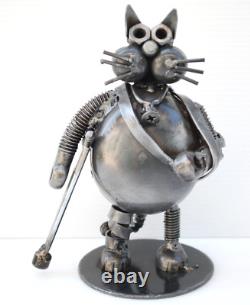 Cat get well gift, Cat scrap metal sculpture, cool gifts for him, Christmas gift