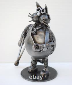 Cat get well gift, Cat scrap metal sculpture, cool gifts for him, Christmas gift