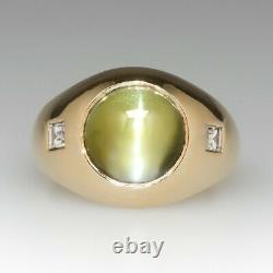 Cats Eye Ring for Men 14k Solid Rose Gold Promise Ring Gift