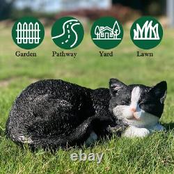 Charming Black Cat Garden Statue Durable Resin Outdoor Decor for Pets Lovers