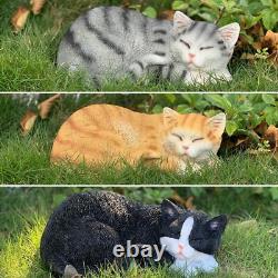 Charming Black Cat Garden Statue Durable Resin Outdoor Decor for Pets Lovers