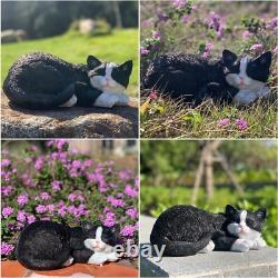 Charming Black Cat Garden Statue Durable Resin Outdoor Decor for Pets Lovers