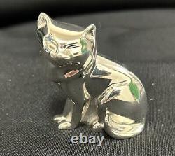 Christofle RARE Art Deco Silver Plate Sitting Cat Figurine NEW Box