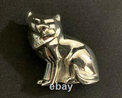 Christofle RARE Art Deco Silver Plate Sitting Cat Figurine NEW Box