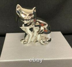 Christofle RARE Art Deco Silver Plate Sitting Cat Figurine NEW Box