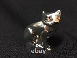 Christofle RARE Art Deco Silver Plate Sitting Cat Figurine NEW Box