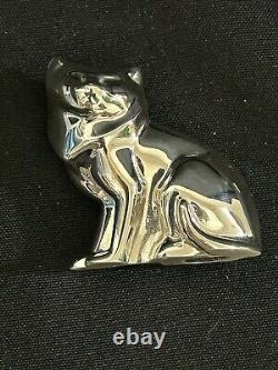 Christofle RARE Art Deco Silver Plate Sitting Cat Figurine NEW Box