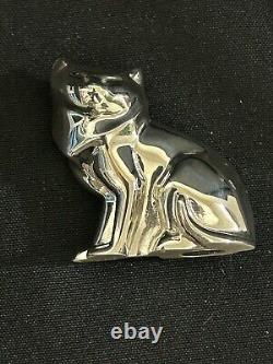 Christofle RARE Art Deco Silver Plate Sitting Cat Figurine NEW Box