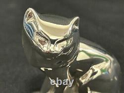 Christofle RARE Art Deco Silver Plate Sitting Cat Figurine NEW Box