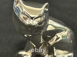 Christofle RARE Art Deco Silver Plate Sitting Cat Figurine NEW Box