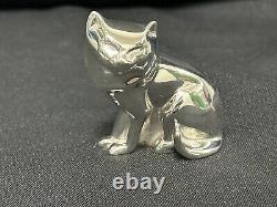 Christofle RARE Art Deco Silver Plate Sitting Cat Figurine NEW Box