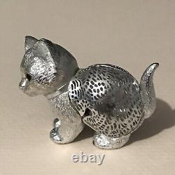 Christofle Silver-plate Lumiere D'Arge 2 Cat Playing Kitten Standing