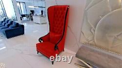 Christopher Guy Majestic High-Back Tufted Velvet Wing Chair Red Accent Chair