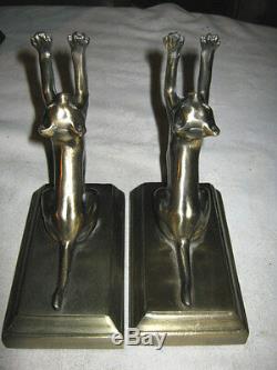 Circa 1932 Antique Art Deco Sculpture Statue Retro Modern Cat Book Bookends