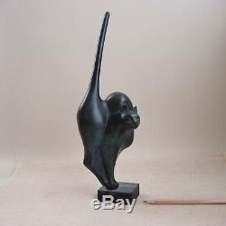 Claude Lhoste French Modernist Bronze Cat Paris Art Deco Sculpture Daum Artist