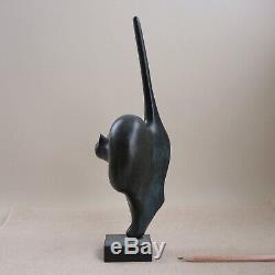 Claude Lhoste French Modernist Bronze Cat Paris Art Deco Sculpture Daum Artist