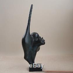 Claude Lhoste French Modernist Bronze Cat Paris Art Deco Sculpture Daum Artist