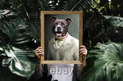 Clothed Greyhound Portrait Custom Funny Dog Custom Wall Art Pet Fun Art